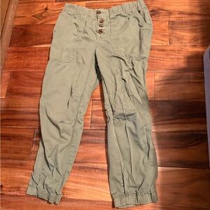Free People Olive Green Button Front Utility‎ Jogger Pants Women’s XS